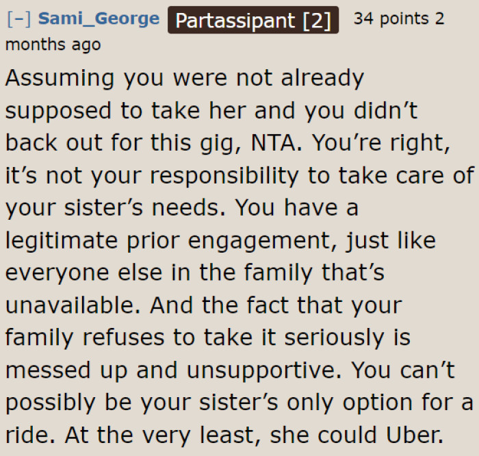 His responsibility is toward his modeling gig, not his pregnant sister.