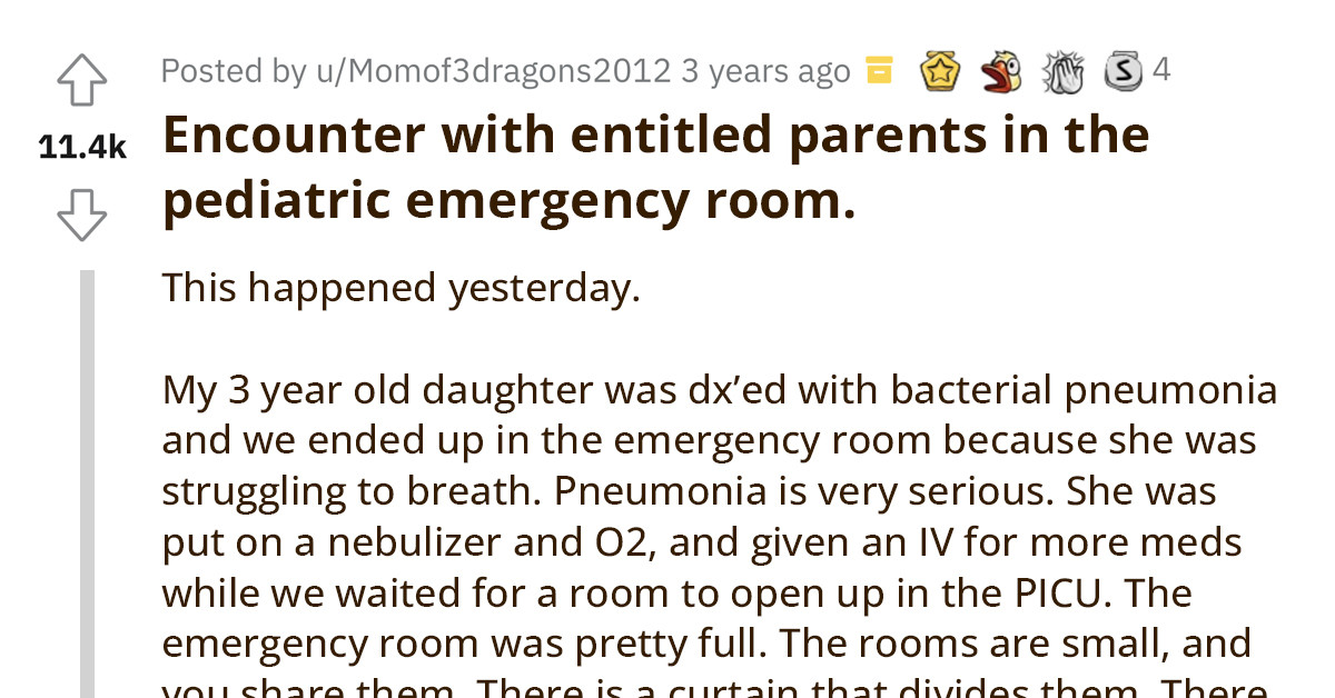 Woman Shares The Encounter She Had With Entitled Parents Who Wanted Their Kid To Be Given A Private Room Instead Of Her Sick Daughter Who Needed It More
