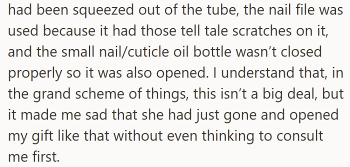 The damage wasn’t huge, but it stung—her sister had used everything without a second thought.