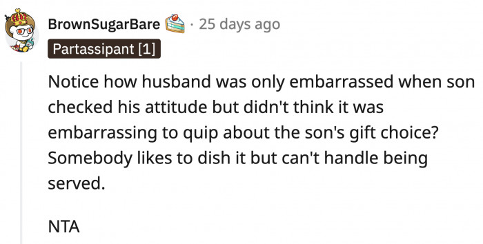 He was embarrassed about the wrong thing