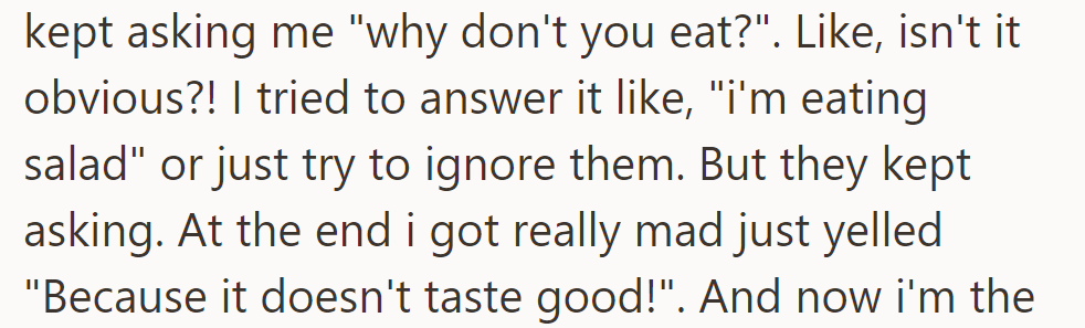 They repeatedly asked why they weren't eating the fish, and OP finally snapped, yelling, 