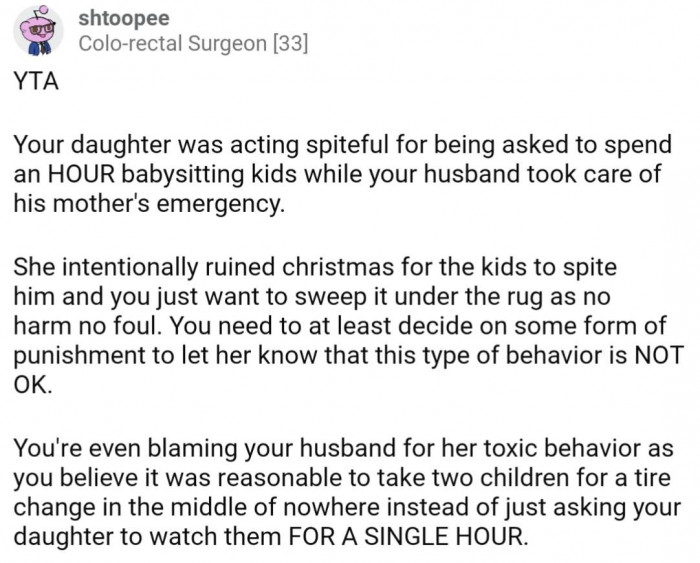 OP needs to find some sort of compromise with her husband and not try to ignore her daughters fault