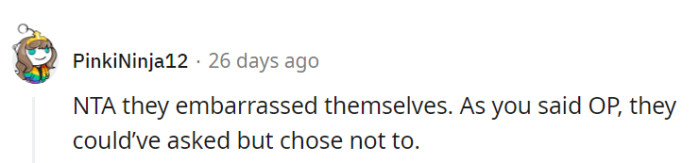 The embarrassment they feel is a direct consequence of their own actions.