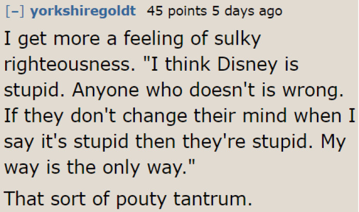 This user thinks that the husband is all pouty because they're going to a place he doesn't particularly like.