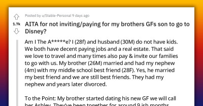 Woman Invites Her Nephew to Disney World, but Doesn't Invite Her Brother's Girlfriend and Her Son, Which Causes a Huge Stir in the Family