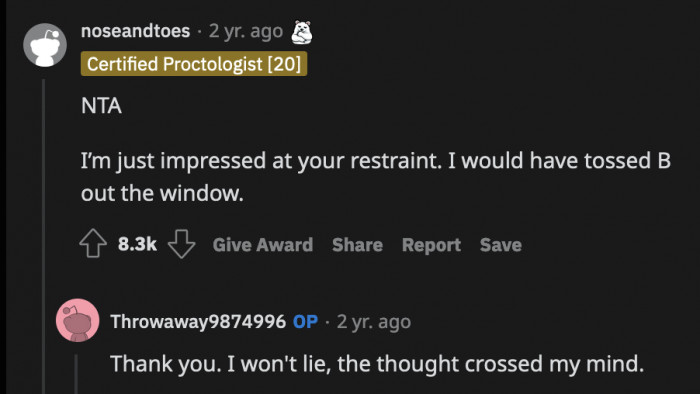 What Barbara said was cruel and OP telling her to leave was a kindness by comparison