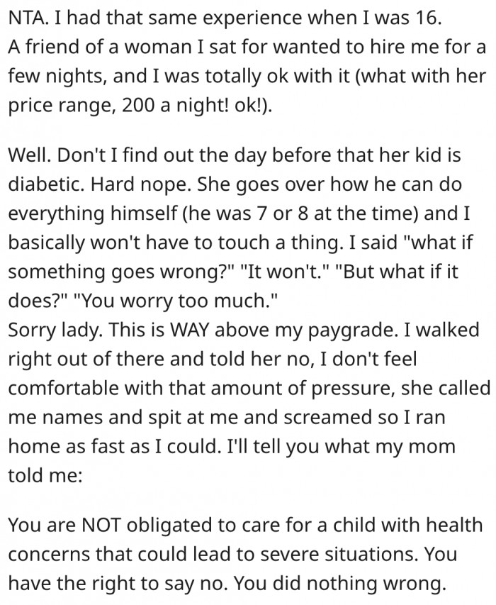 1. She has a right to refuse a job she's uncomfortable doing.