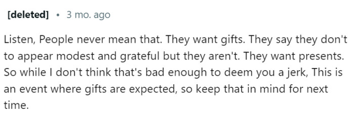 People want gifts...