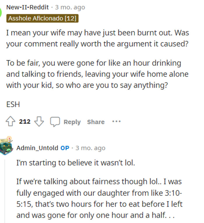 OP has a valid point here, but I feel like the commenter has a point as well.