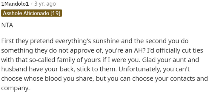 It's important to prioritize supportive relationships and distance oneself from toxic family members.