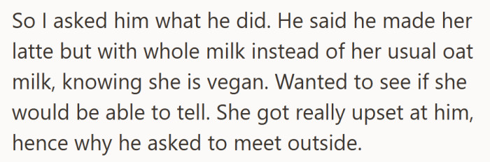 This time, the prank crossed into cruel territory—he deliberately ignored her vegan diet for the sake of a laugh.