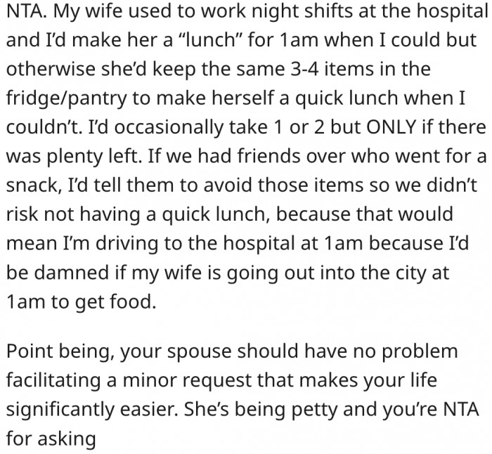13. His wife should not have any issues granting a request that makes his life easier.