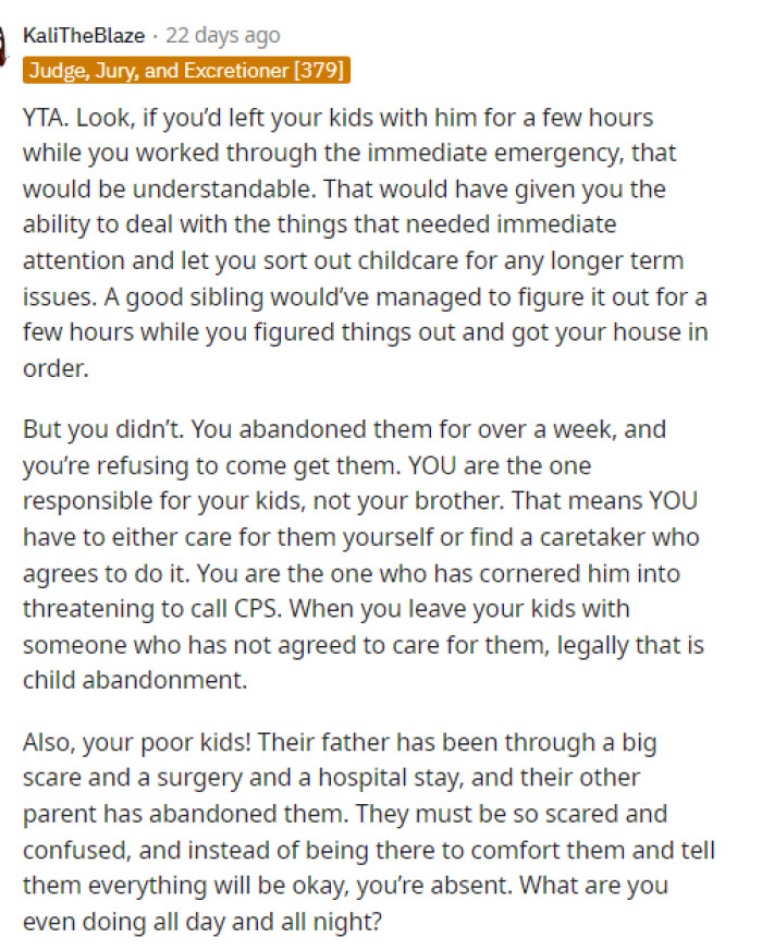 It Actually Doesn't Seem Like OP Is Really Thinking About How Her Kids Feel in This, and She Seems to Be a Little Selfish with It All, Honestly.