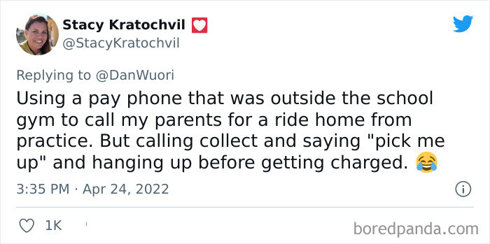 7. Using a payphone outside the gym