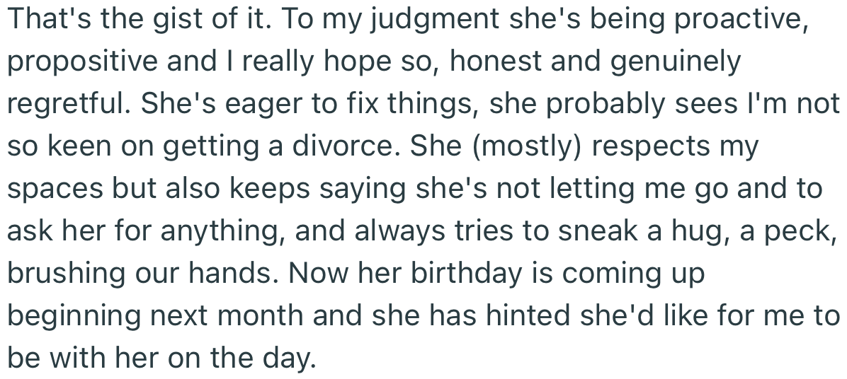 Her birthday is coming up and she has hinted that she would like them to spend the day together