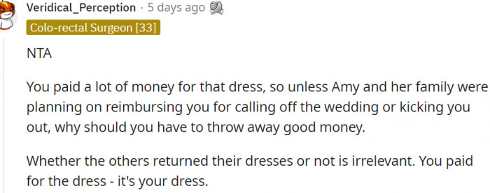 2. You paid a lot of money for that dress