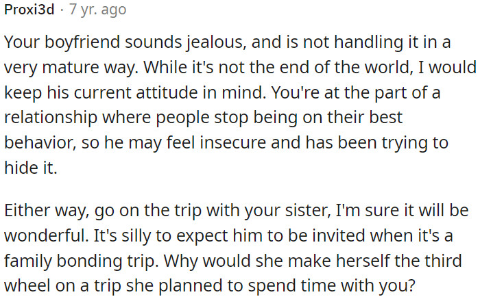 It's unreasonable to expect him to be invited on a family bonding trip