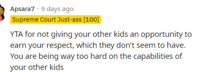 This is definitely the biggest red flag because the other kids should at least be given the opportunity to do what they can for their mom.