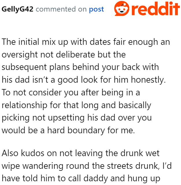 The plans made behind the OP's back don't make the dad look good here.