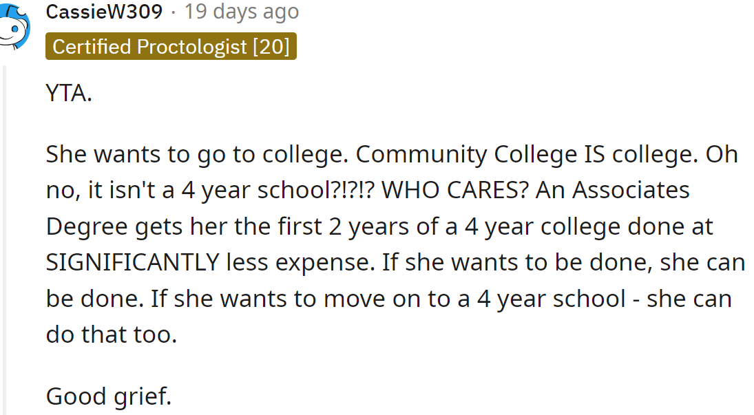 He should have supported his daughter's decision