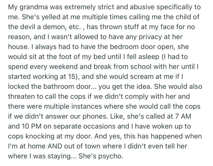OP Described Her Grandmother as a Psycho Who Has Made Their Life a Living Hell