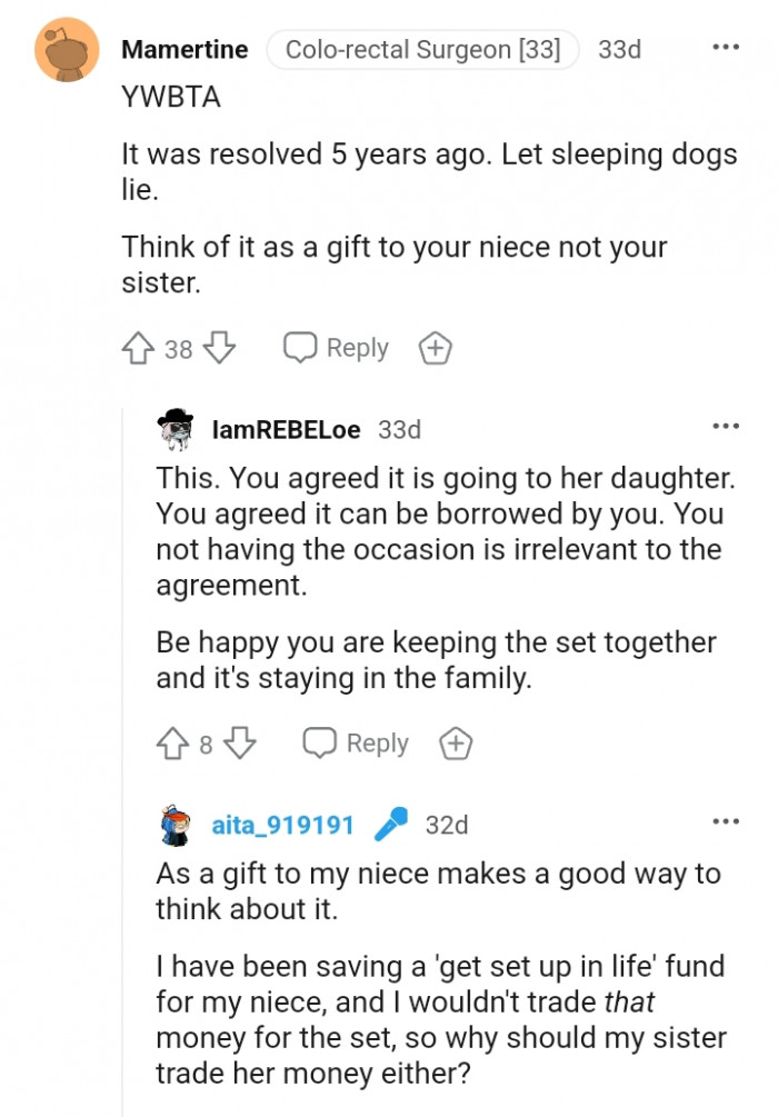 Think of it as a gift to your niece