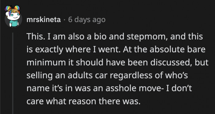 Even If OP Paid for the Car Alone, He Still Has to Consult His Son About Selling It Since It Was Gifted to Him. That Is the Bare Minimum OP Had to Do.