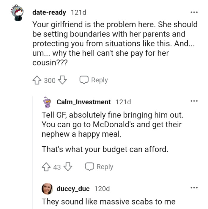 She should be setting boundaries with her parents and protecting the OP