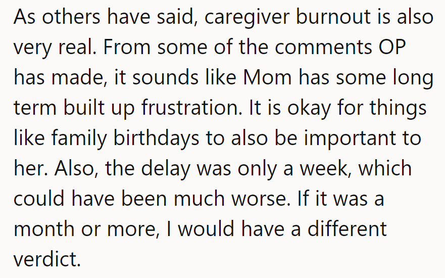 Caregiver burnout's real, but health comes first. Let's keep birthdays out of their MRI schedule, shall we?