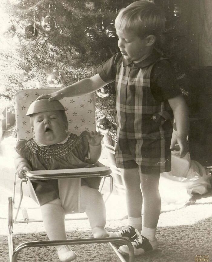 "Me & My Brother At Christmas, 1965. I Was Only 6 Months Old And My Brother Obviously Thought I Was Annoying"