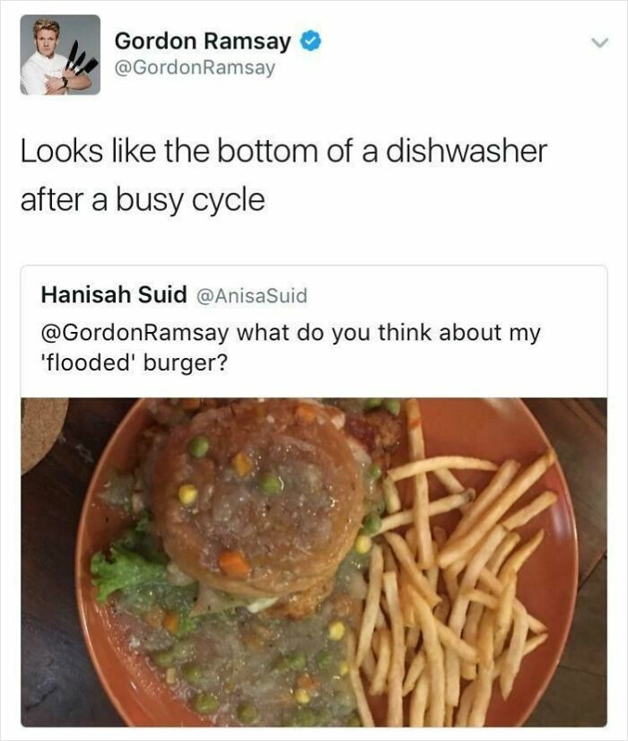 "Gordon Ramsay With Absolutely No Chill Roasting A "Flooded" Burger"
