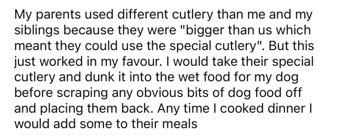 He decided to get payback on his parents by using their 