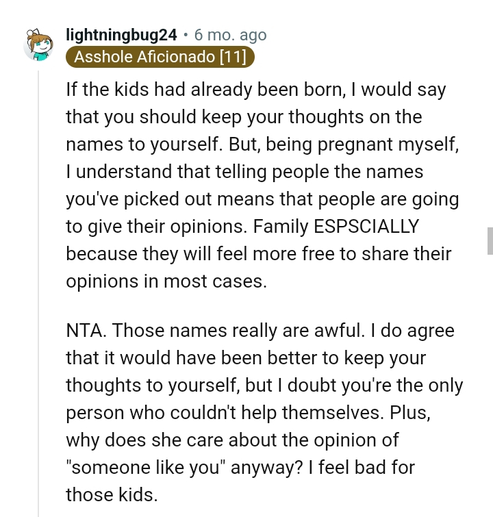 Why does she care about the OP's opinion?