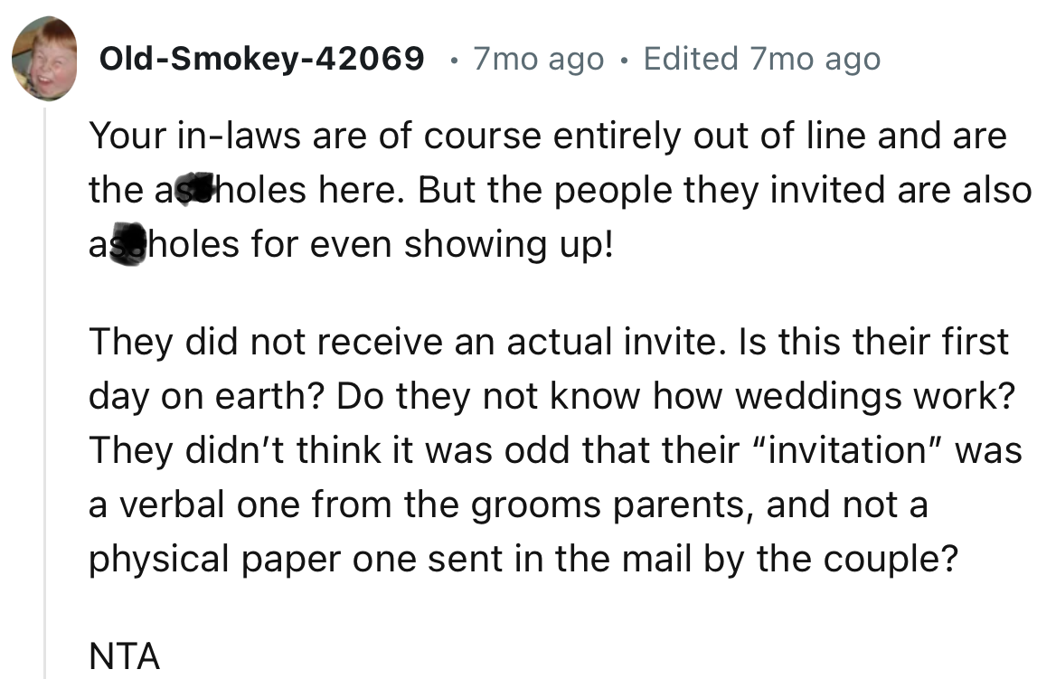 “They did not receive an actual invite. Is this their first day on earth?”