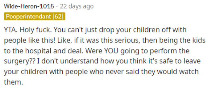 So Many People Were Saying That OP Was Just Out of Line for Dropping Her Kids Off There with Her Brother Who Isn't 