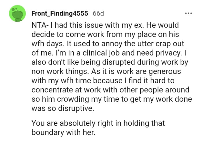 This Redditor also doesn't like to be disrupted while they're working