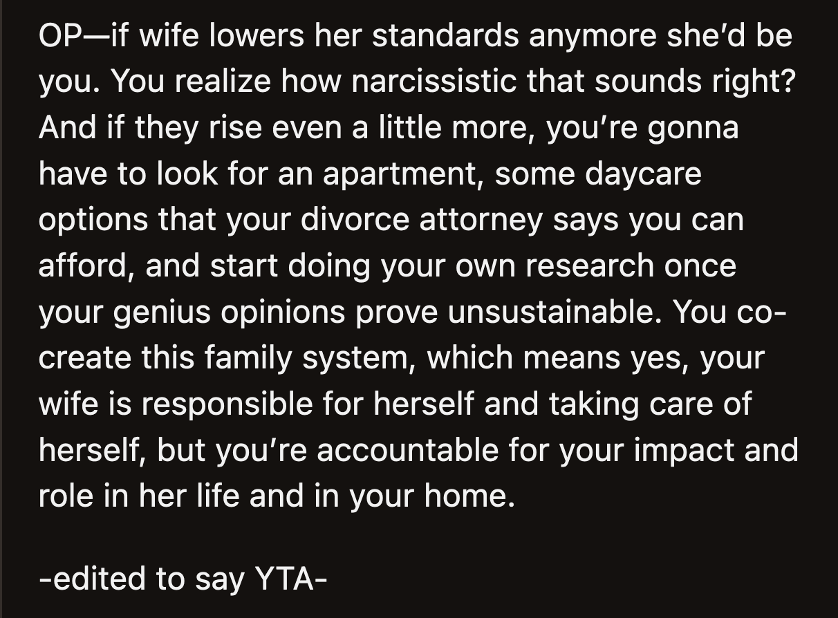 His critical view of his wife's parenting philosophy creates nothing but resentment.