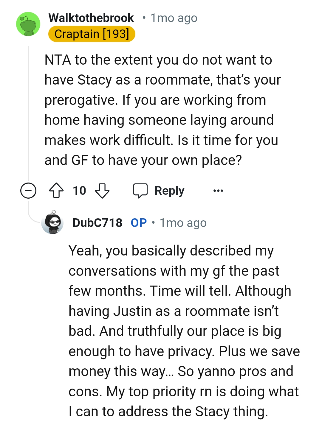 OP's conversation with his girlfriend