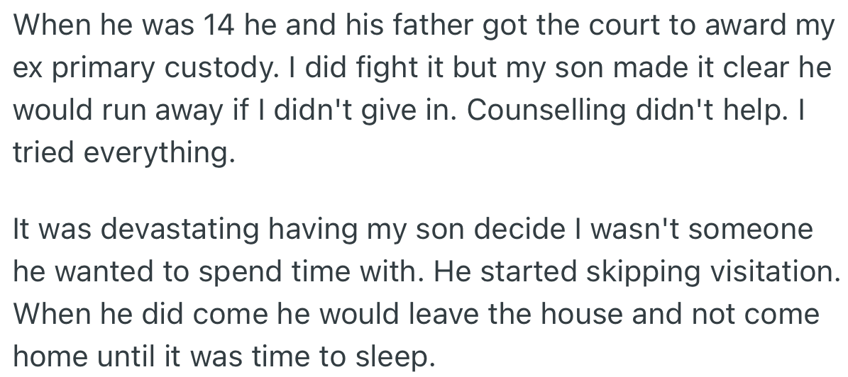 OP’s son made it clear that he wanted to stay with his dad
