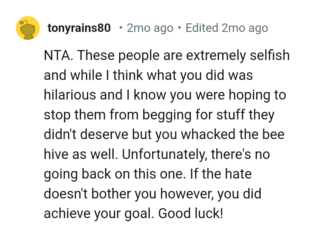 What the OP did was hilarious