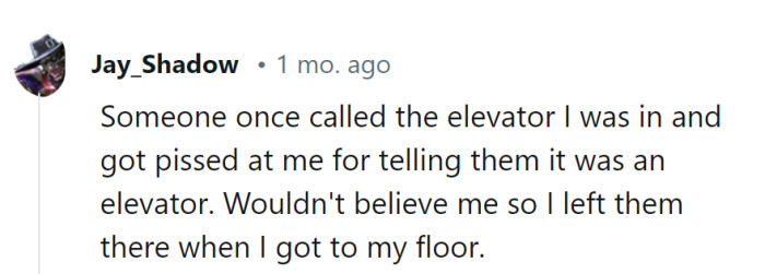 In their quest for conversation, they got stuck while the elevator rider smoothly reached their floor.
