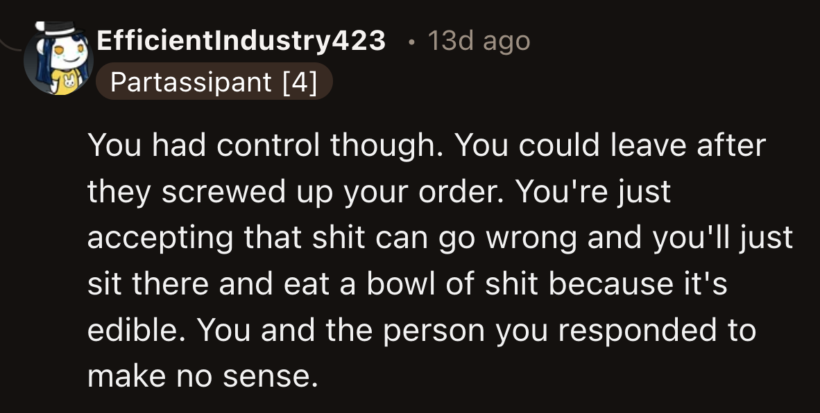 As someone pointed out, they could have left the restaurant around the time of the second spoiled salsa.