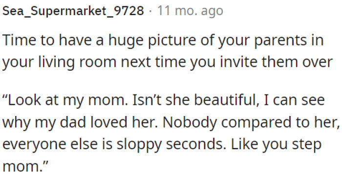 The user can reciprocate by posting a picture of her parents.