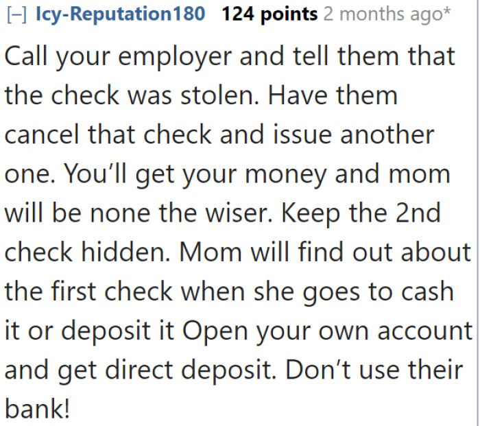 Maybe the employer can void the check and give the OP a new one.