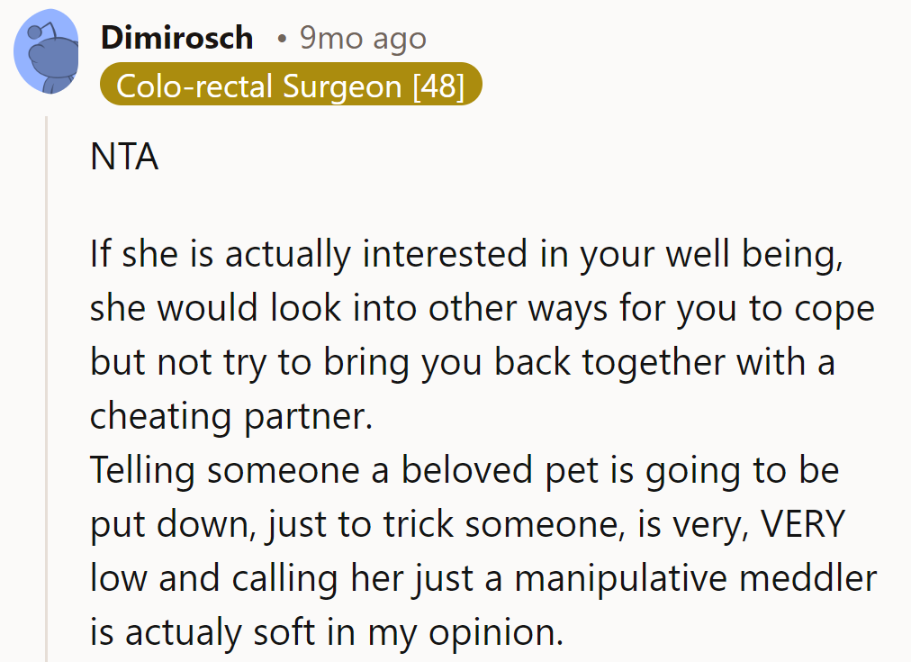 Using a pet's fate as bait? That's a whole new level of cat-and-mouse manipulation.