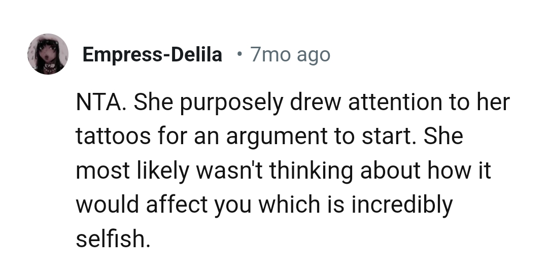 Getting a tattoo for an argument to start