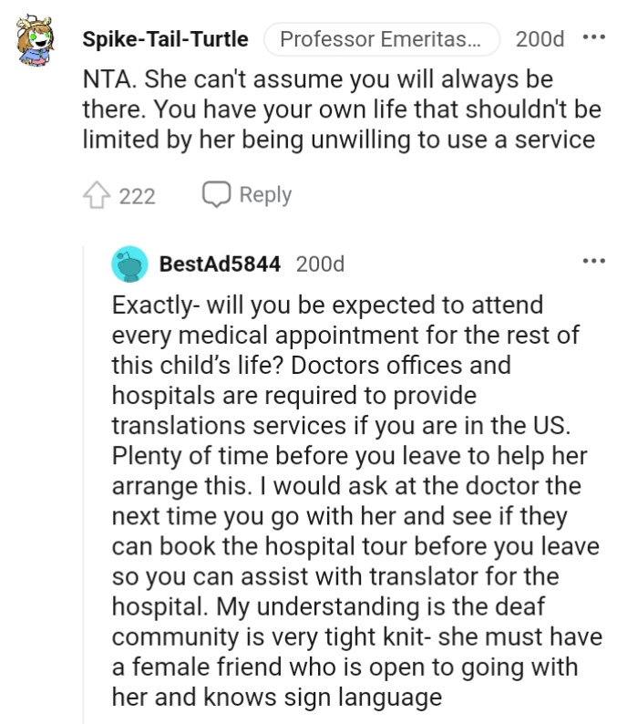 The OP Has Her Own Life, and It Shouldn't Be Limited