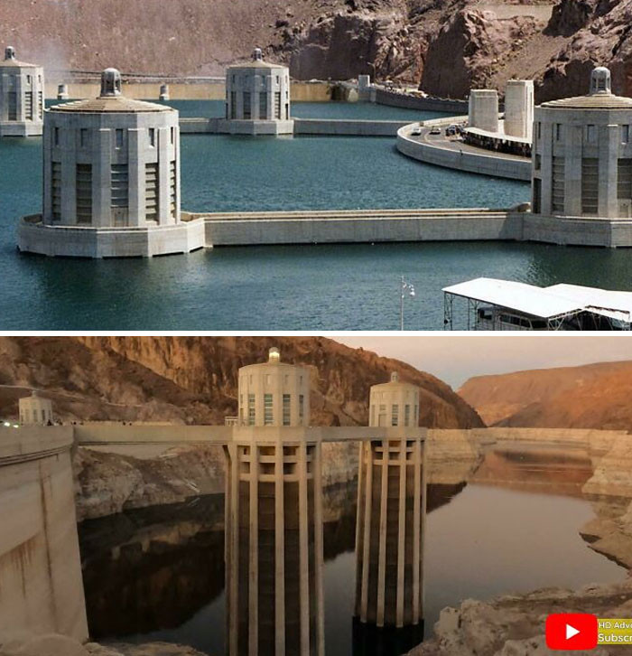 "Hoover Dam Water Level July 1983 vs. December 2022"