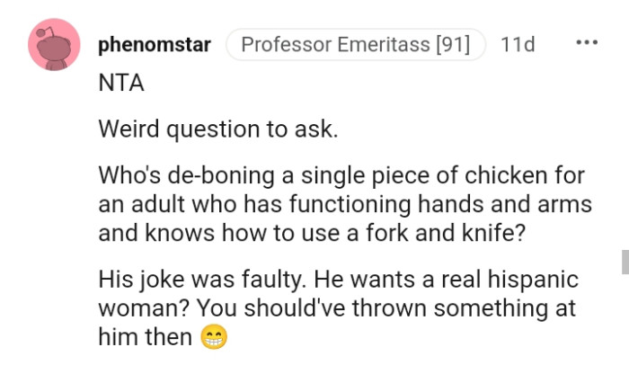 Who debones a single piece of chicken for an adult?