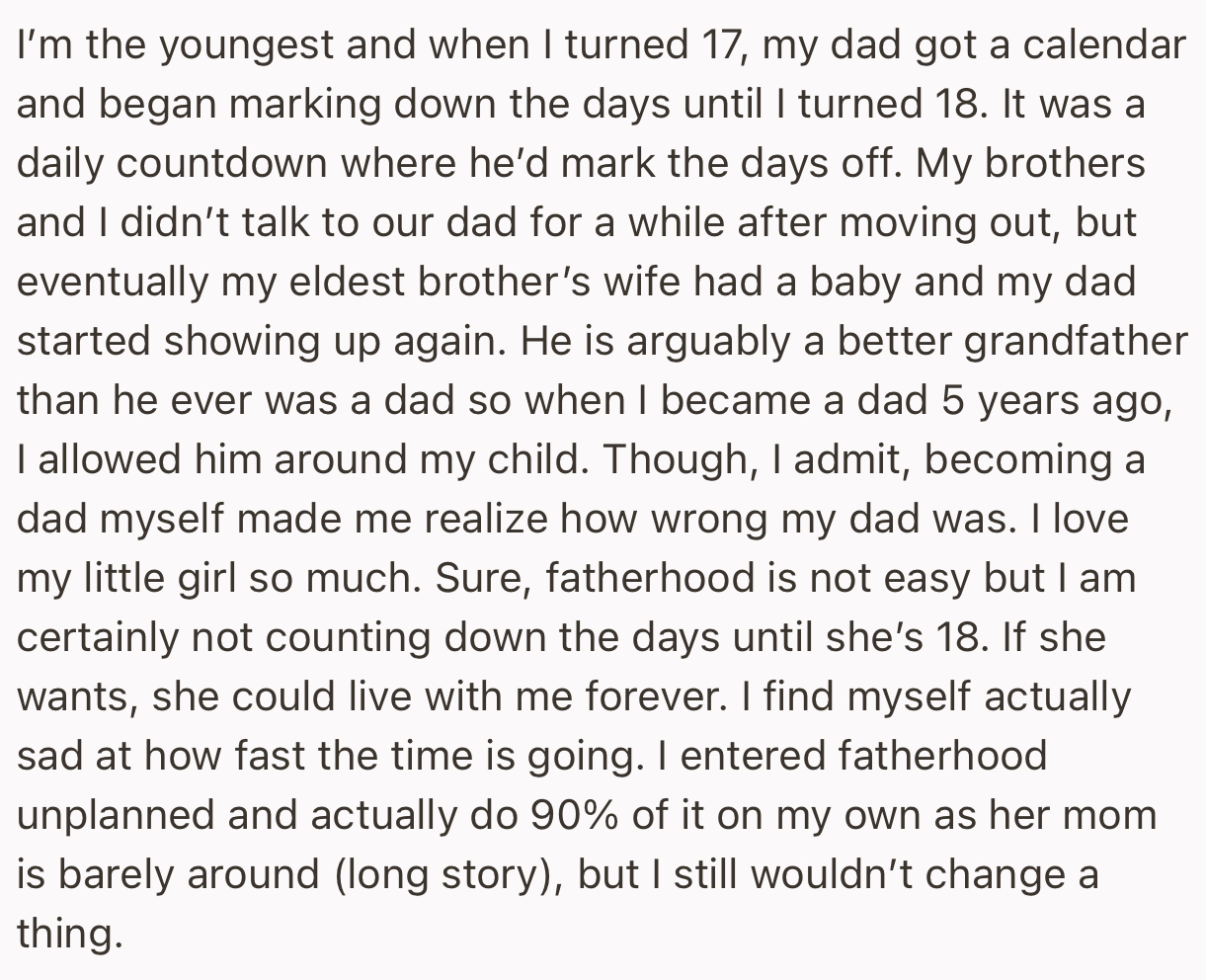 OP is a dad now, and he admits that his dad is a better grandfather than he ever was a dad.